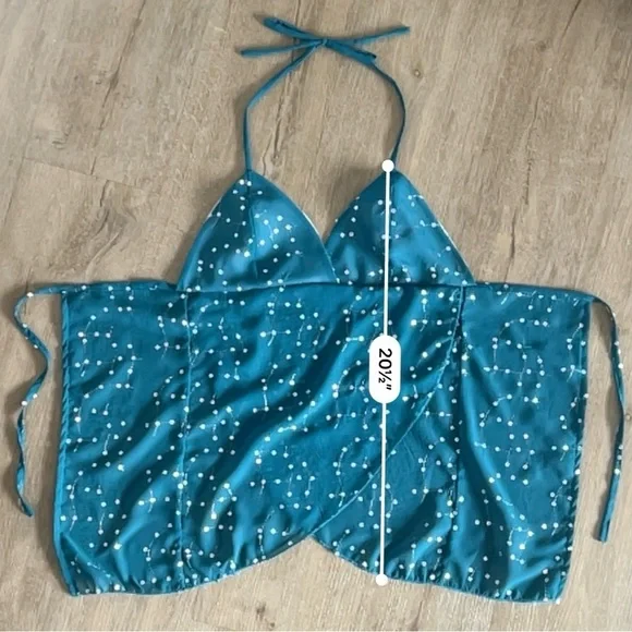Handmade Y2K Beach Mermaid Fairycore Babydoll Halter Vest Top - Teal - Size S - Picture 9 of 9